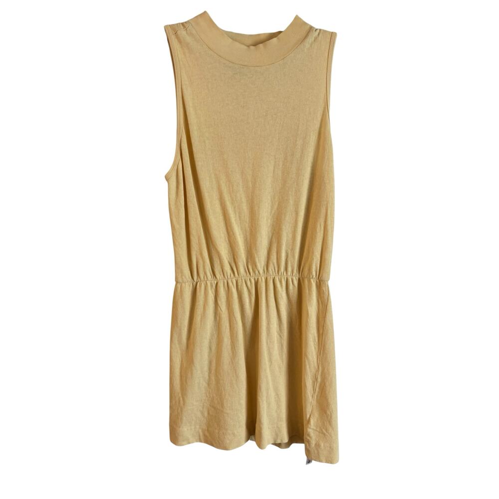 Free People Springs Mockneck Mini Dress Yellow Size Medium Sleeveless Cotton